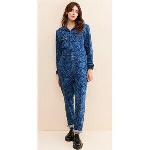 Lee Union-Alls Jumpsuit Coveralls Blue Floral Vintage Modern Workwear Size S